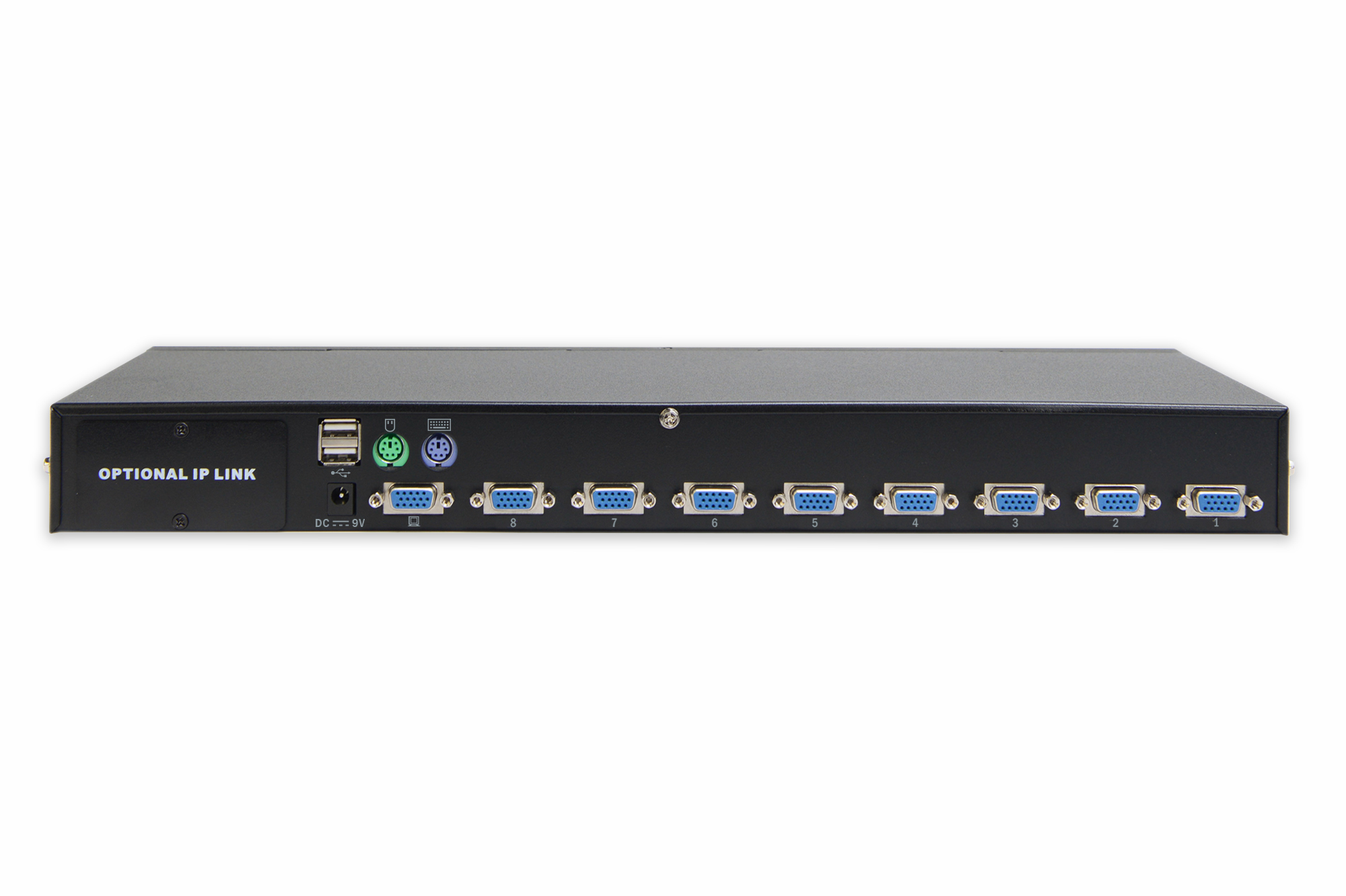 KVM Extender, Serial VGA Switch, 8-port VGA, IP-Link, DC 9V