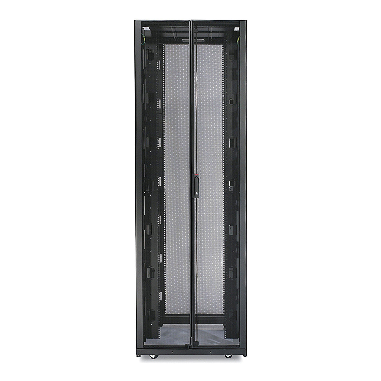 Serverrack, Netzwerk-Schrank, Metallrahmen, Glasdose, Elektronengehäuse
