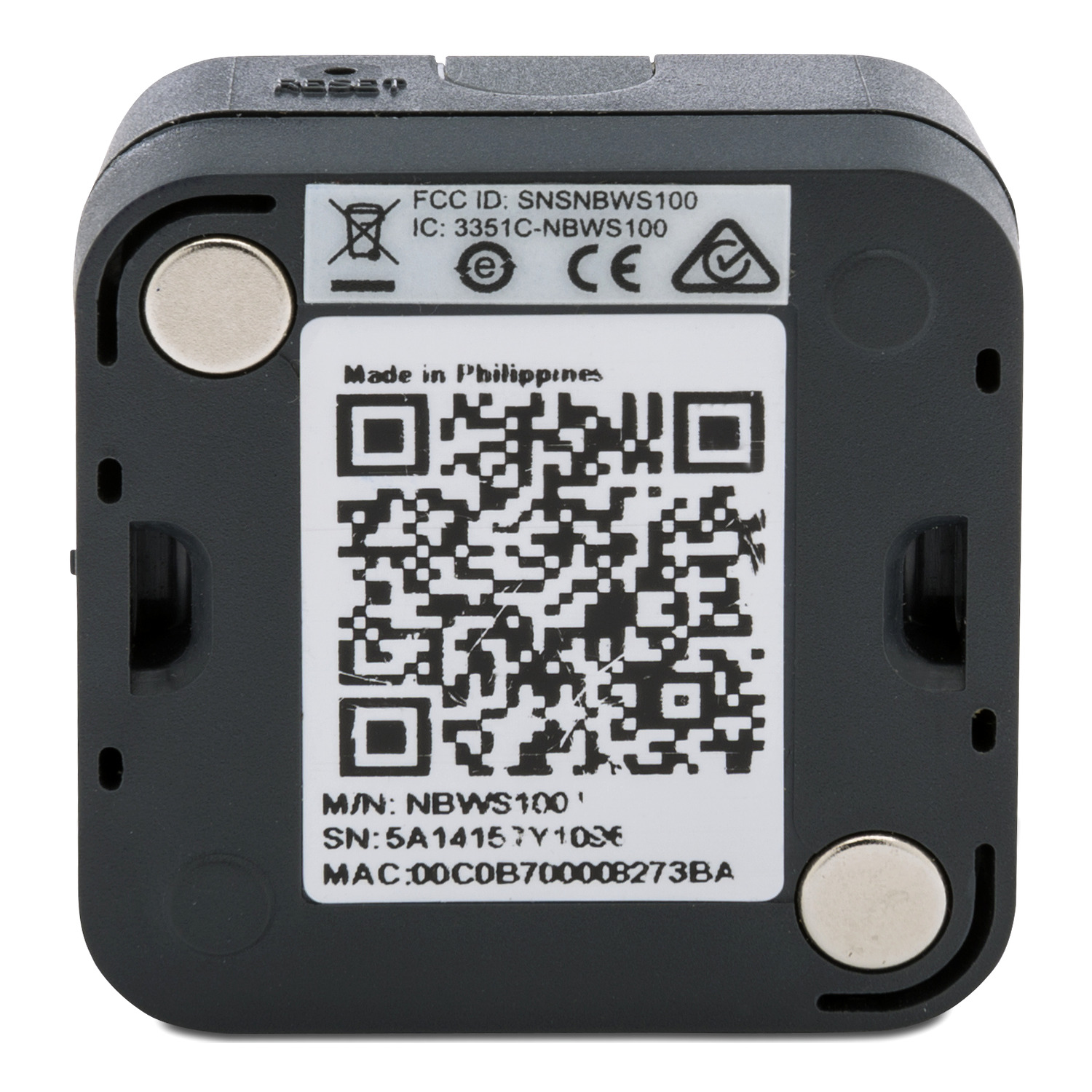 QR-Code, Made in, kompaktes Gerät, Rückseite, Elektronik-Tag