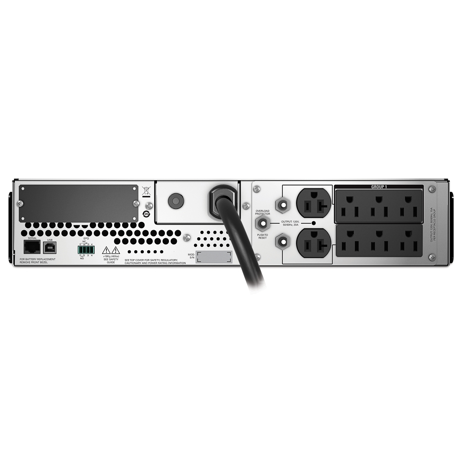 Netzteil, US-Steckdosen, Server-Backpanel, Kaltgerätekabel, Vorderfläche