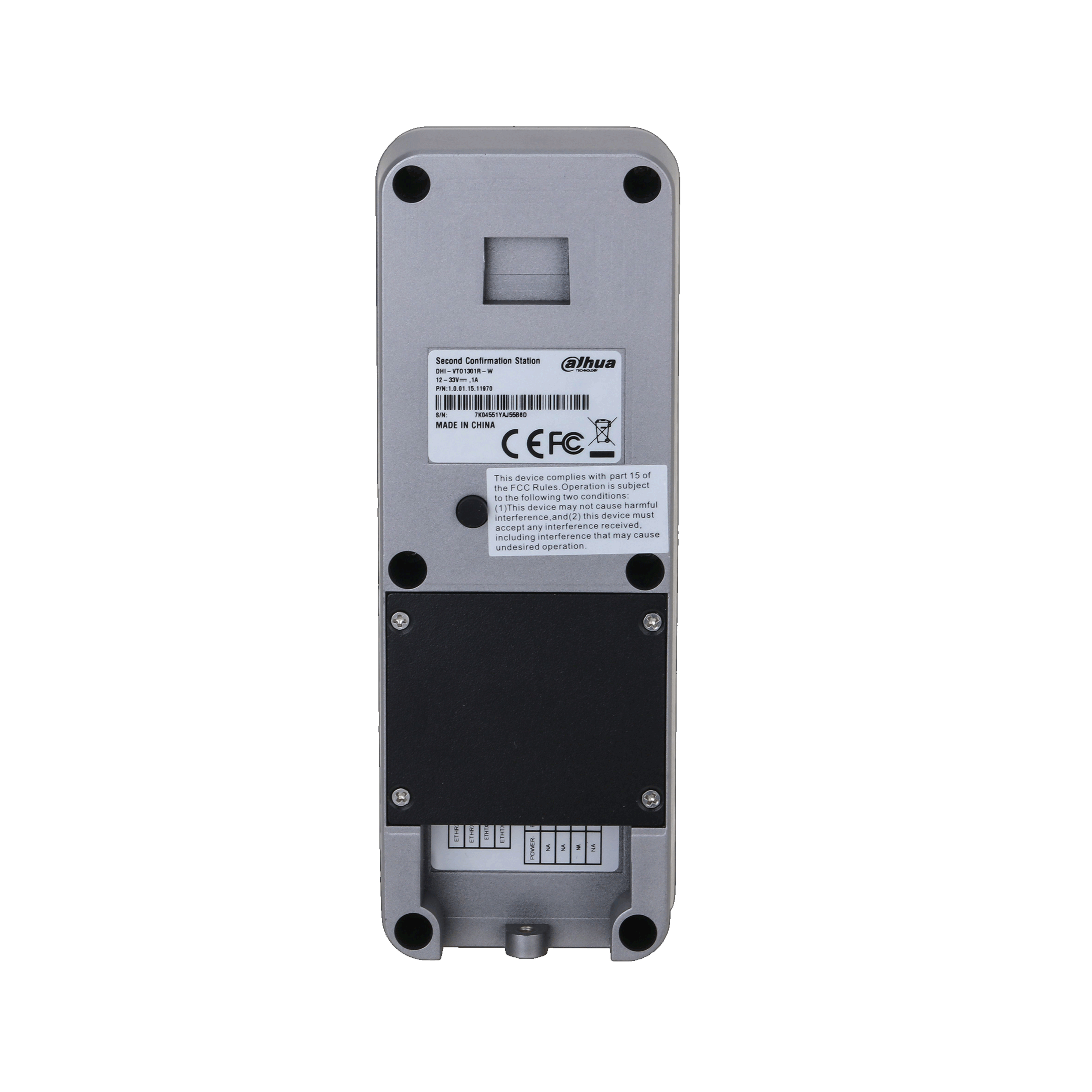 Dahua CCTV Intercoms Video Door Phone, DHI-VTO1301R-W, 2Mp Touchless 0-ch IP65 Second Confirmation Station