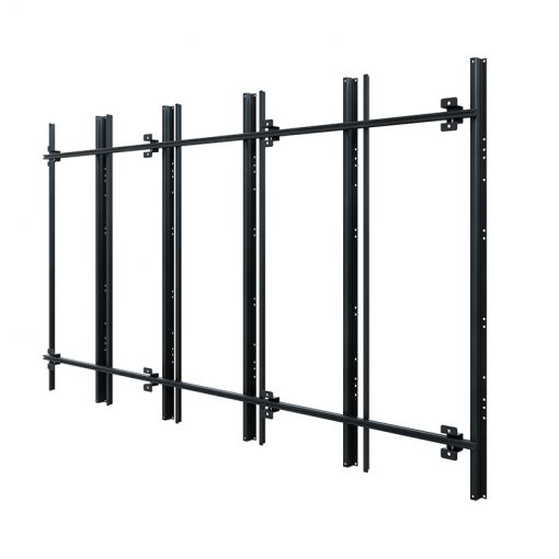 Videowandhalterung, TV-Wandhalterung, Metallrahmen, schwarz, verstellbare Schienen