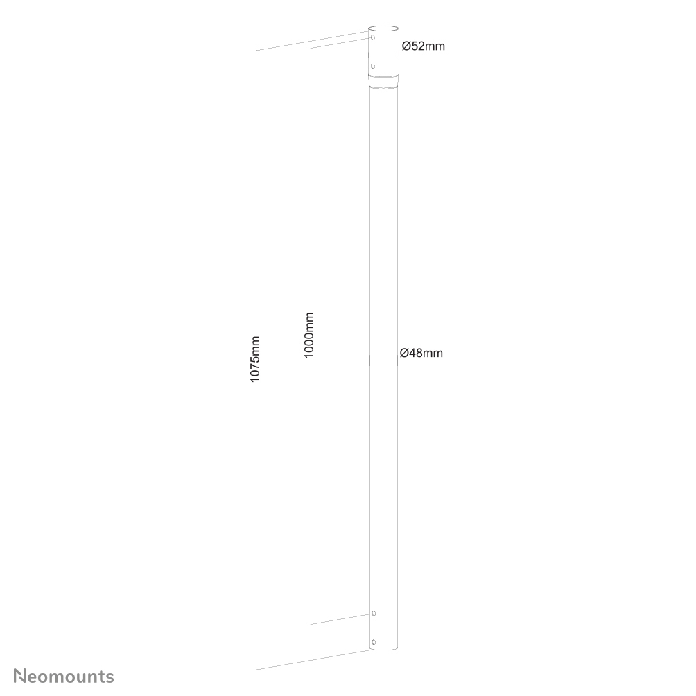 Neomounts Verlängerungsrohr für Deckenhalterung - Verbinder für Verlängerungsrohr - Polklemme - -25,4 mm (-1 Zoll) - -25,4 mm (-1 Zoll) - 100 kg - Schwarz
