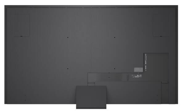 Fernseher Rückseite, Unterer Standfuß, VESA Lochmuster, Rückwand-Design, Lüftungsklappen