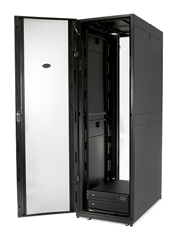 Servergehäuse, Netzwerk-Rack, Rackgehäuse, schwarzes Metall, Gehäuse mit Tür