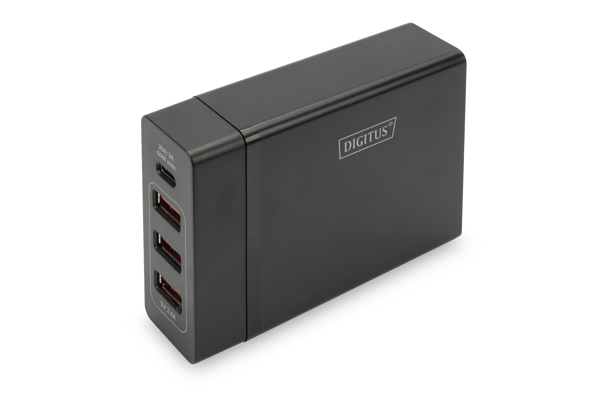 USB-C Hub, Stromadapter, Multiport-Ladegerät, Digitales Gerät, Schwarzes Gehäuse