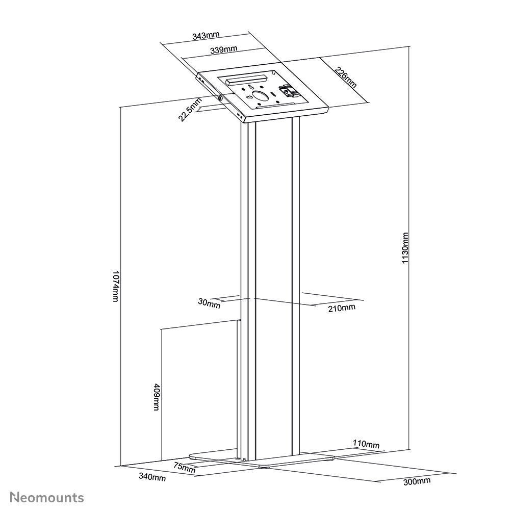 Neomounts Tablet-Bodenständer - -25,4 mm (-1 Zoll) - -25,4 mm (-1 Zoll) - Weiß - -1 kg - Flur - Schlüssel