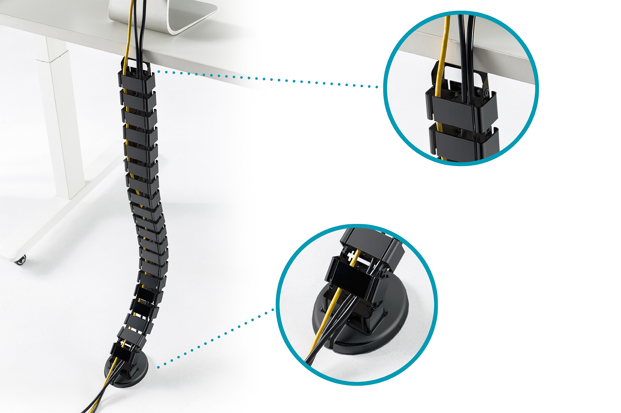 kabel, modular kabel, schwarze segmente, gelbes kabel, fußstütze stand