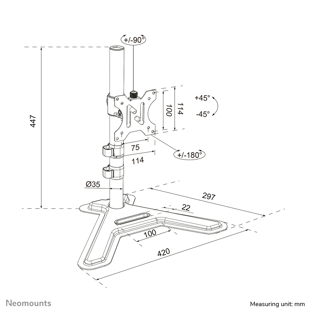 monitorarm, wandhalterung, verstellbar, stativ, messung-mm