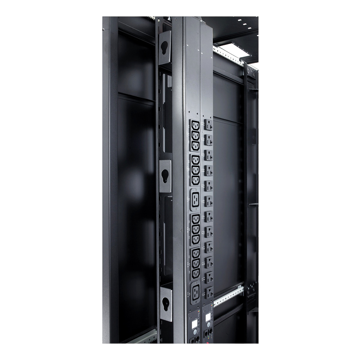 server rack, rack panel, Stromsteckdosen, industrieller Schrank, vertikaler Rack