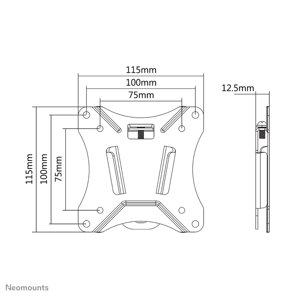 Neomounts Select Monitor-Wandhalterung - 25,4 cm (10 Zoll) - 76,2 cm (30 Zoll) - 25 kg - 75 x 75 mm - 100 x 100 mm - Schwarz