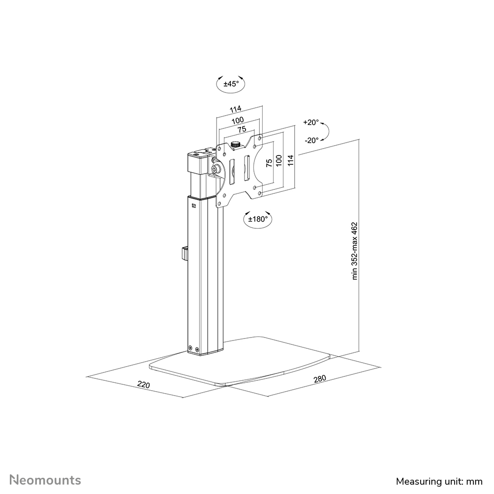Neomounts Monitor-Tischhalterung - Freistehend - 7 kg - 25,4 cm (10 Zoll) - 81,3 cm (32 Zoll) - 100 x 100 mm - Schwarz