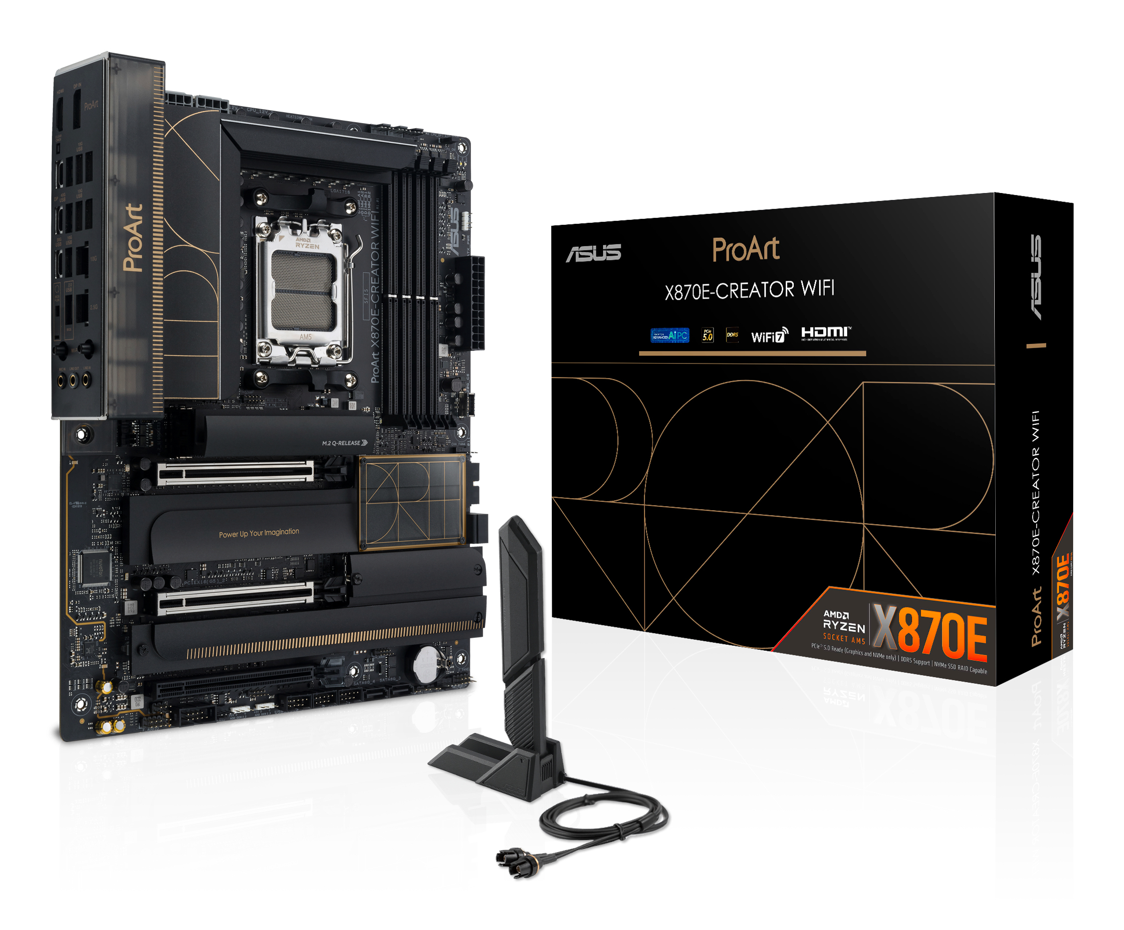 Mainboard, ATX-Mainboard, AMD-Sockel AM5, WLAN, Schwarz