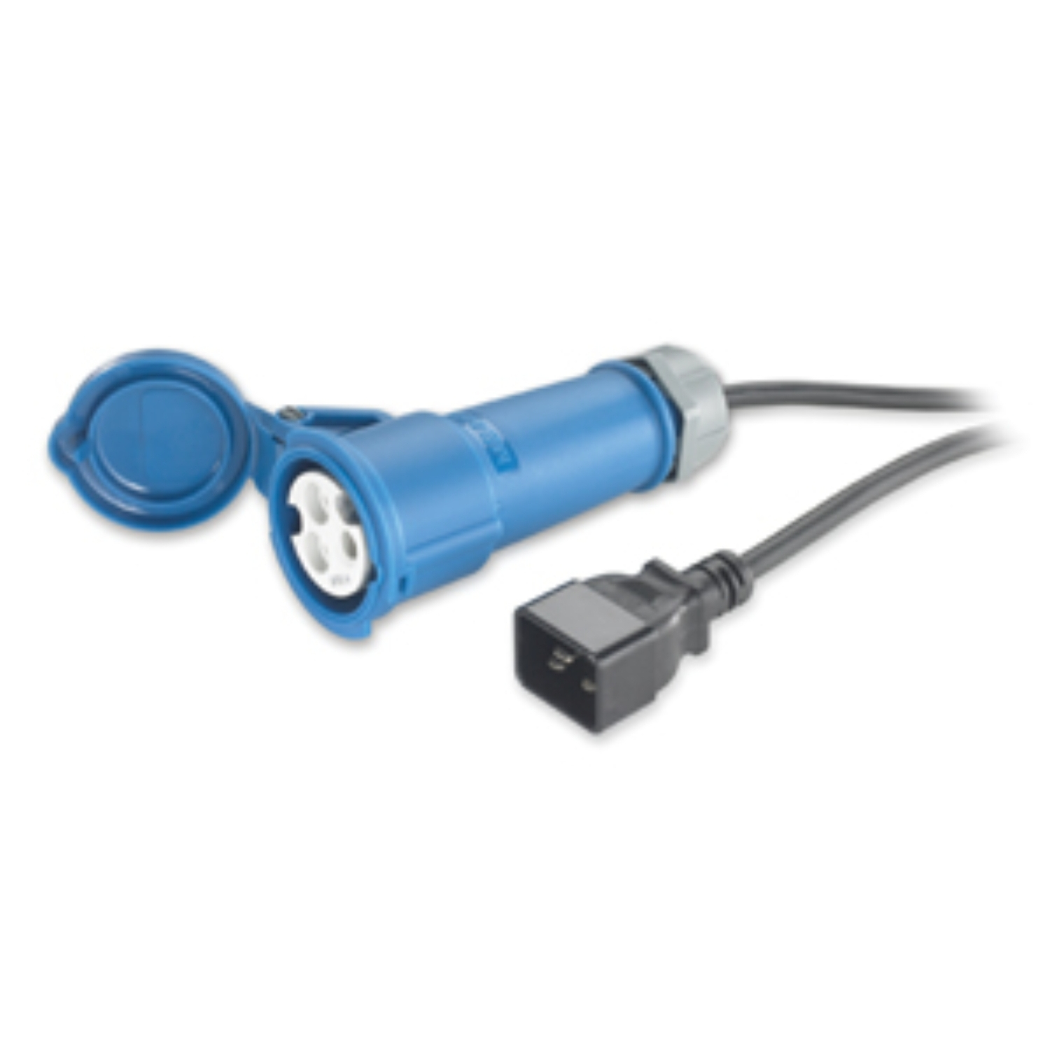 Steckdose, CEE-Stecker, Kupplung, Energiekabel, Grau/Blau