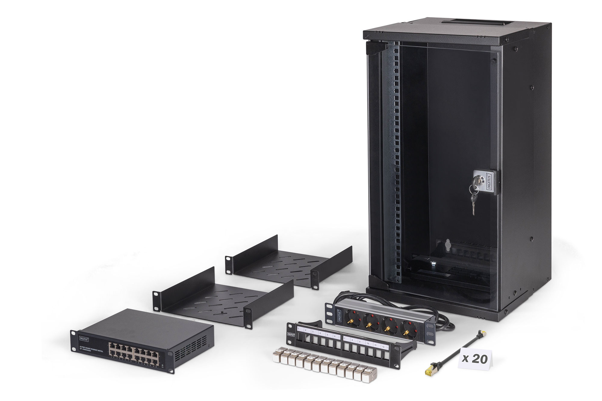 Servergehäuse, Netzwerk-Rack, Rackmount, Geräte-Rack, Kabelzubehör