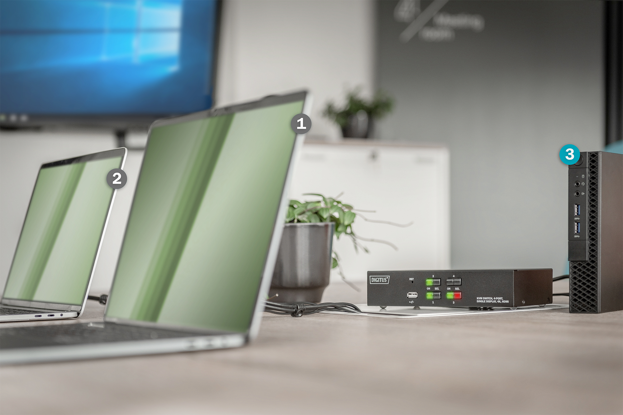 DIGITUS DS-12880 KVM-Switch, 4-Port, Single-Display, 4K, HDMI