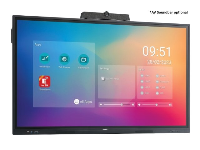 Digitales Whiteboard, Touchscreen-Display, Schwarzer Rahmen, Integrierte Kamera, Wandmontage
