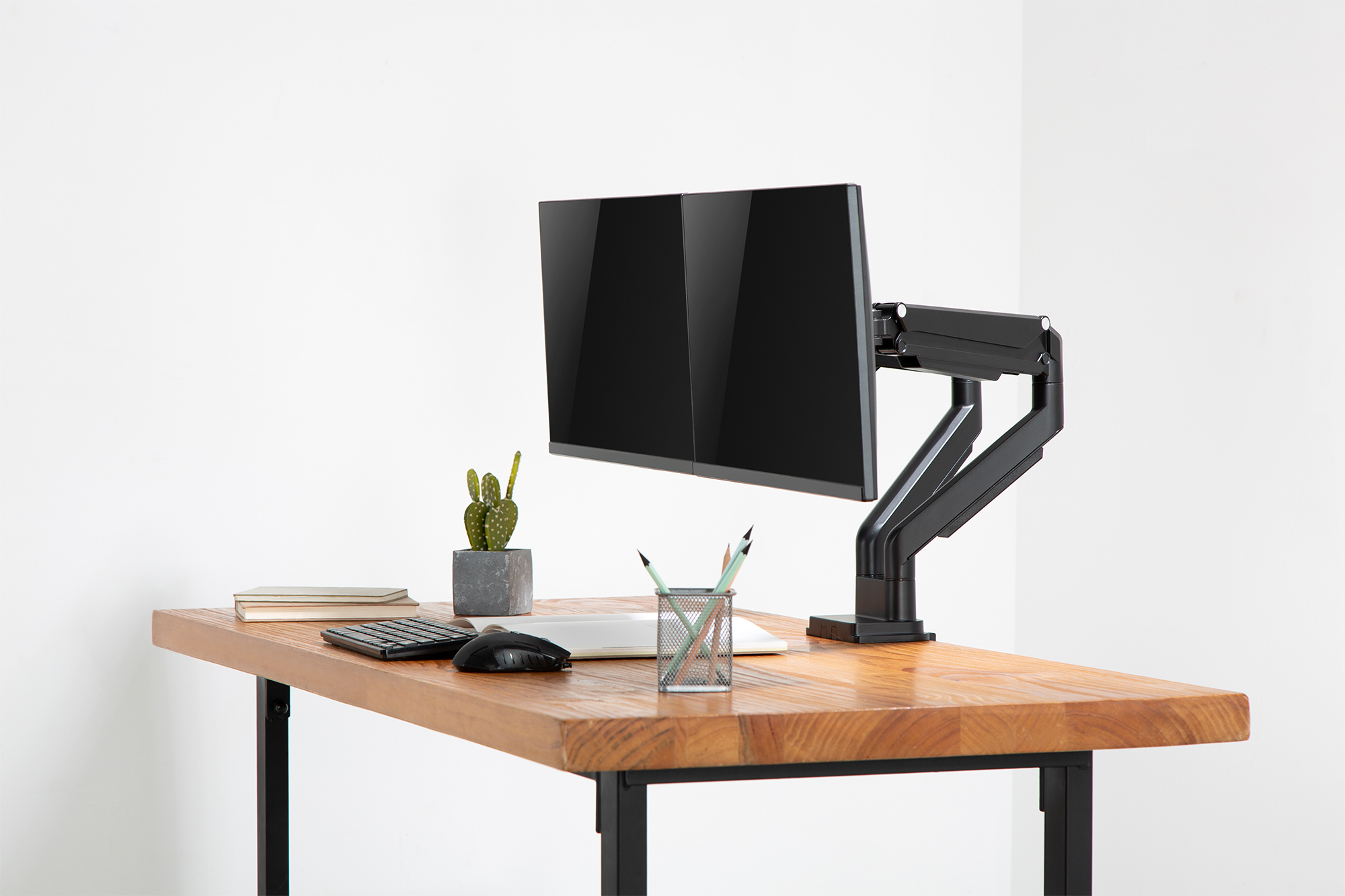 monitor, dual monitor, arm, schreibtisch, schwarz