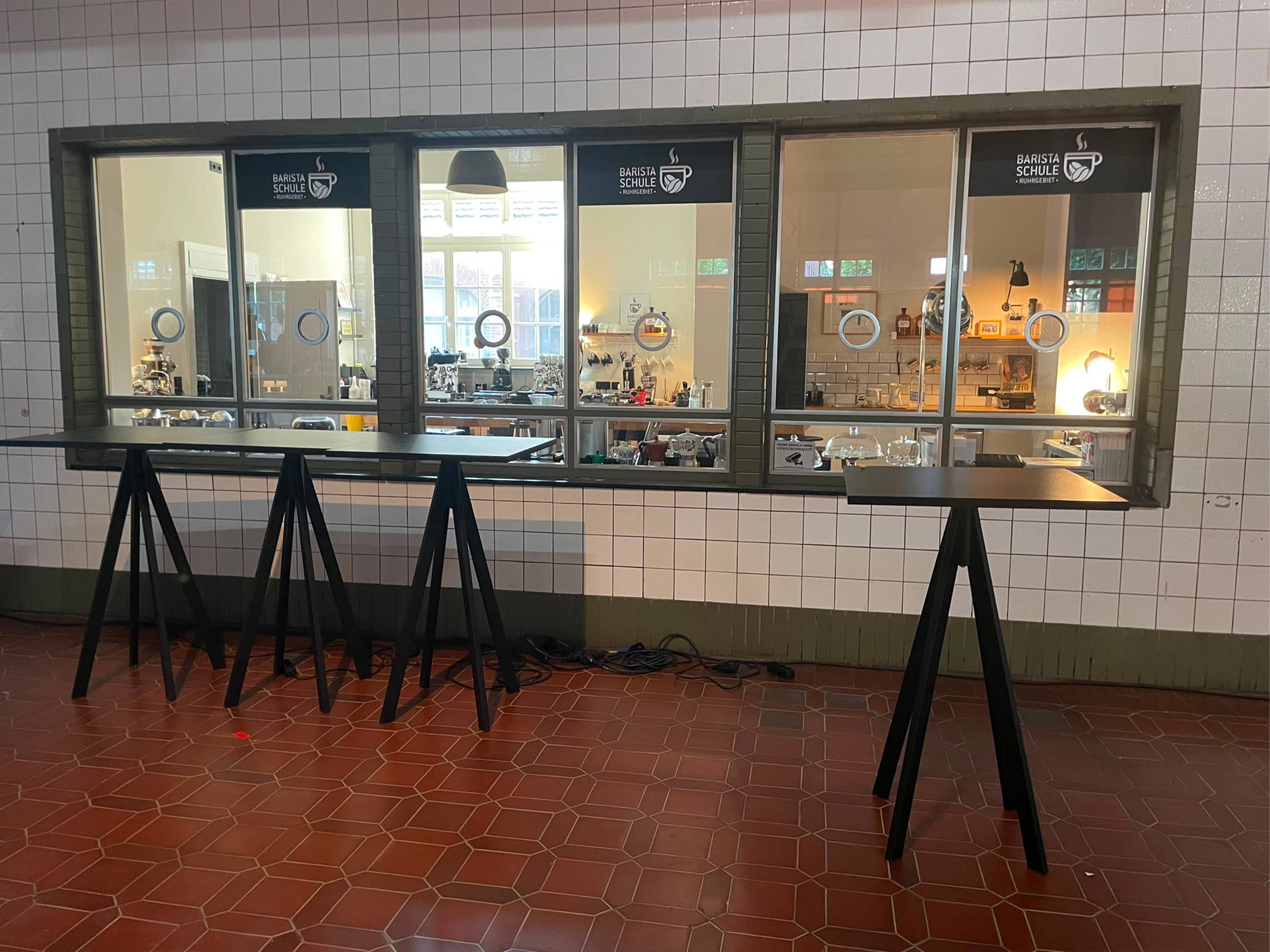 Kaffeestation, Theke, Schule, Kaffeemaschine, Barista
