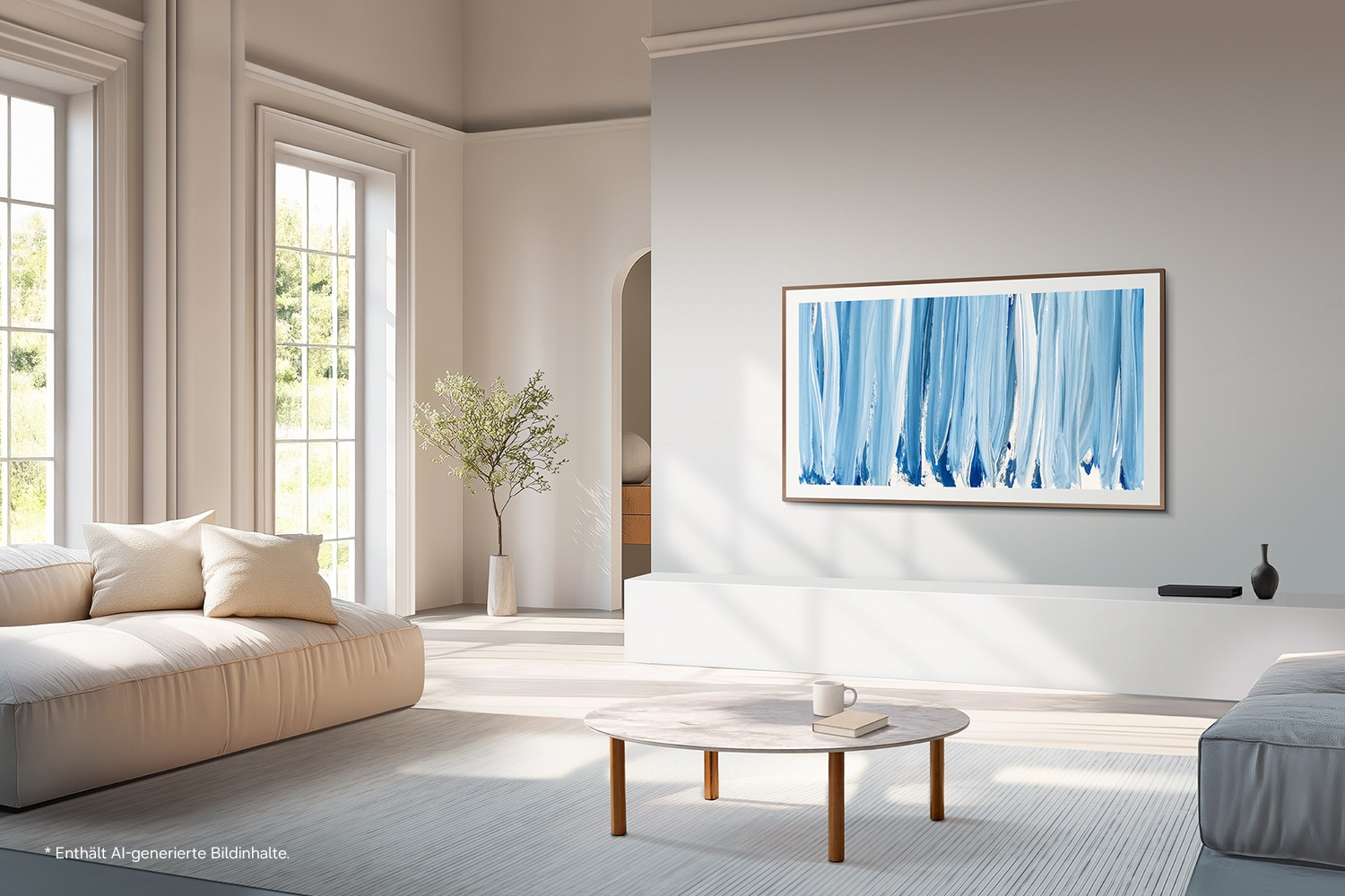 wohnzimmer, wandbild, blaues bild, kunstdruck, raumschale