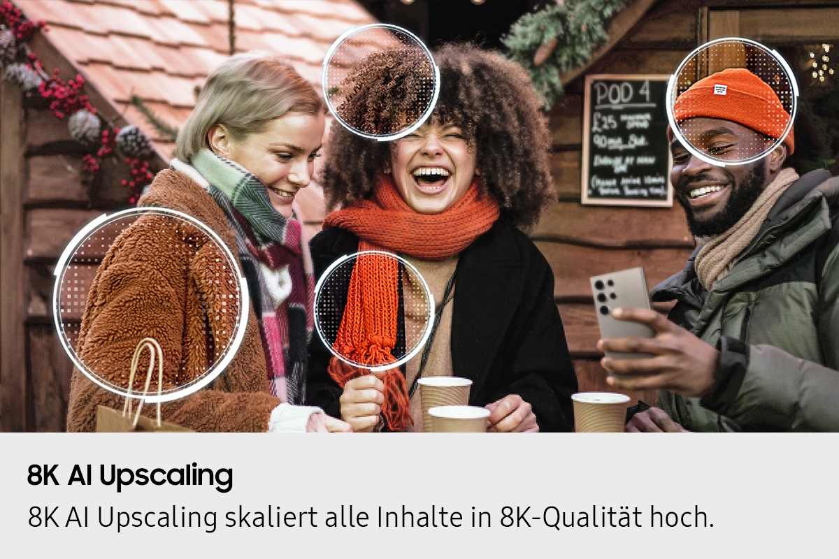 Samsung TV GQ85QN900F  85" TV  (2025´er Modell) Photographie, Kopf, Person, Gesicht, Frau