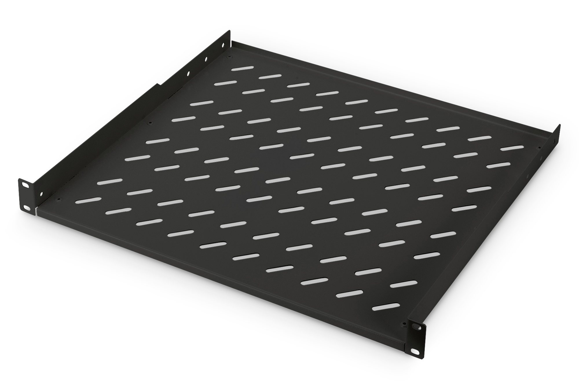 DIGITUS Schrank Zubehör 19" Fachboden festeinbau 1HE  f. Schr. ab 600 mm Tiefe 44x482x399 mm bis 15 kg schwarz RAL 9005 DN-19 TRAY-1-400-SW