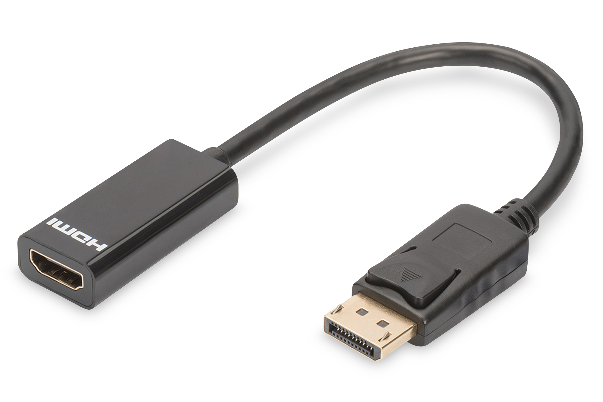 DIGITUS DisplayPort Adapterkabel, DP - HDMI Typ A St/Bu, 0.15m