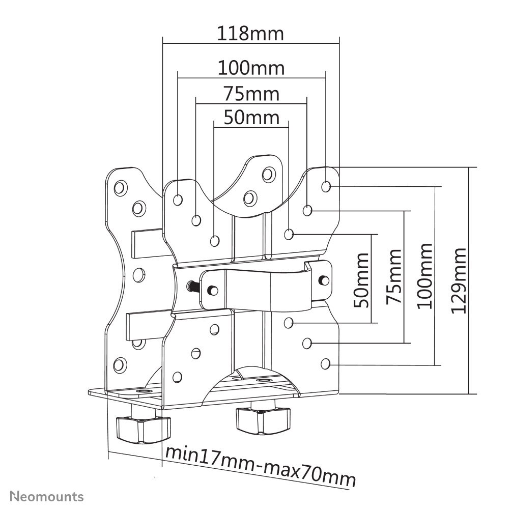 Neomounts Select Nuc/Thin Client-Halterung - Monitor-Stativ CPU-Halterung - 5 kg - 50 x 50,100 x 100 mm - Schwarz - China - 70 mm