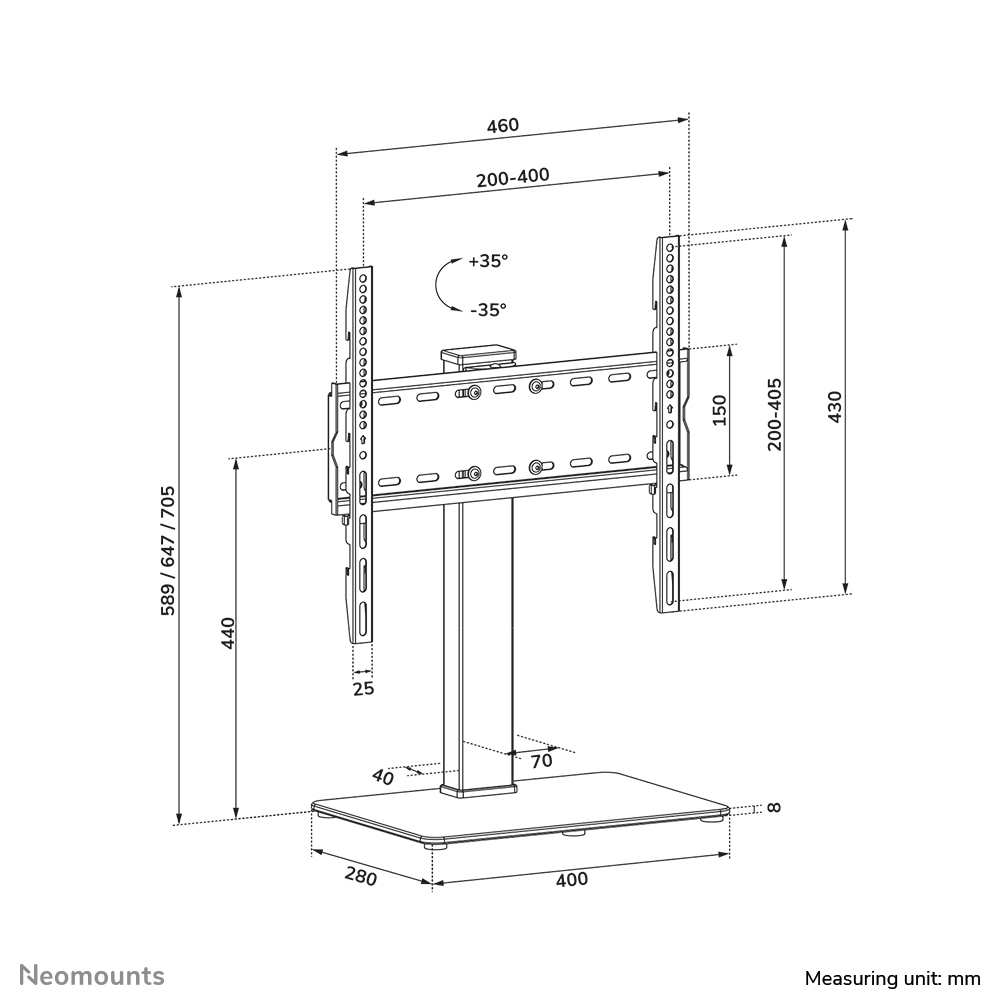 Neomounts TV Tischständer schwenkbar VESA 400x400 DS45-430BL14