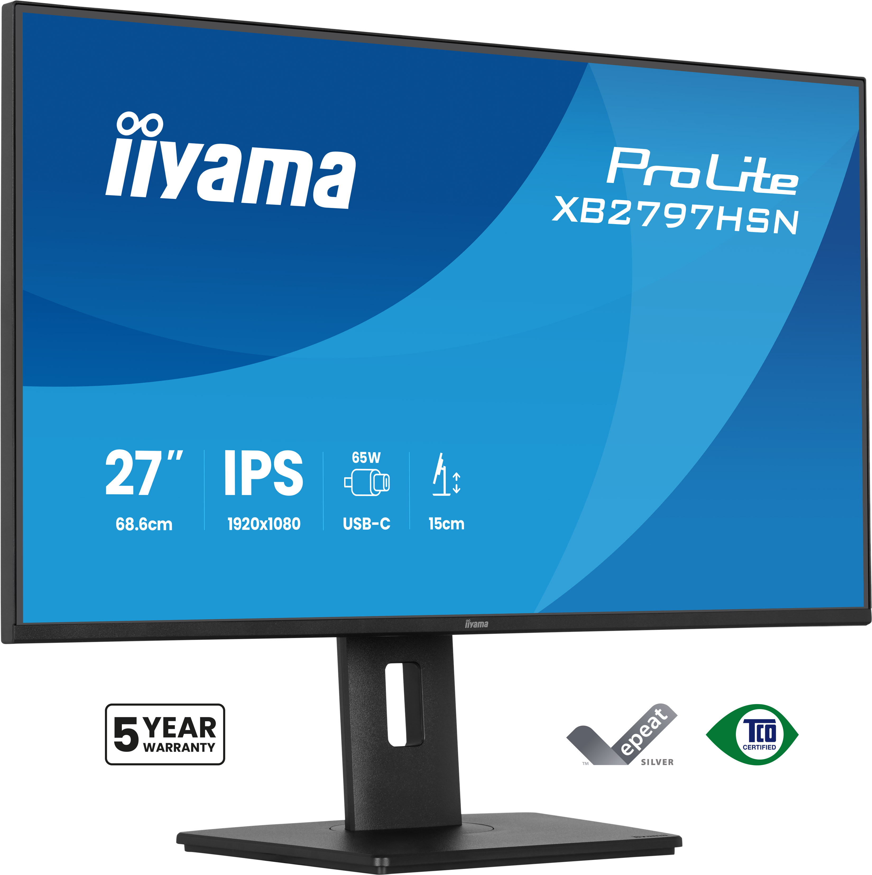 27 Zoll, IPS, LED Monitor, USB-C, Monitorkopf