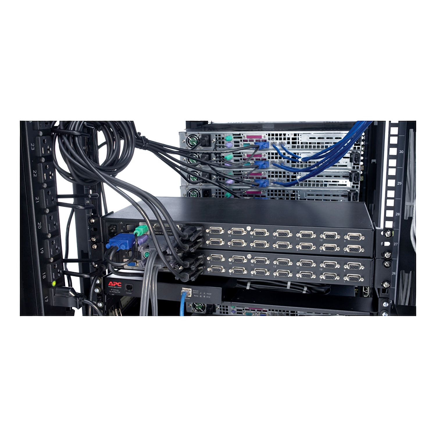 server rack, Rackmontage, Netzwerk-Switch, Kabelmanagement, APC-Stromversorgung