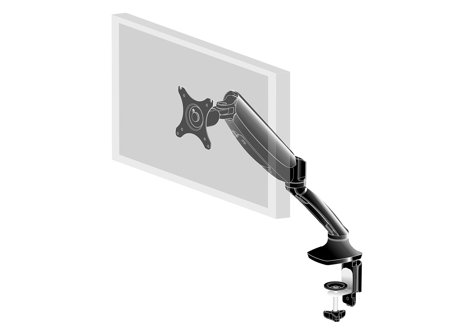monitorarm, veasamount, ergonomisch, verstellbar, desk mount