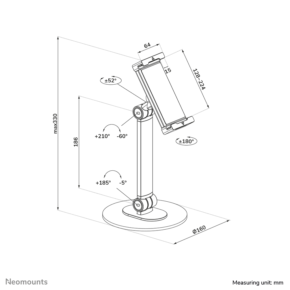 Neomounts Tablet-Ständer - Handy/Smartphone - Tablet/UMPC - Passive Halterung - Tisch/Bank - Schwarz