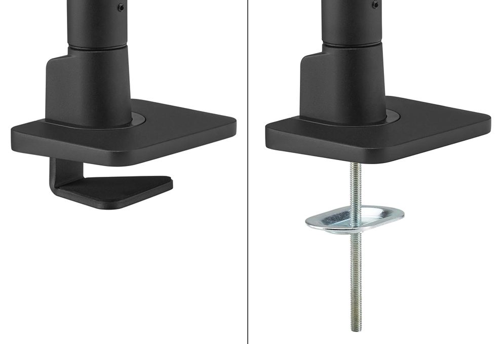 Neomounts Select Desk Mount double display crossbar topfix clamp