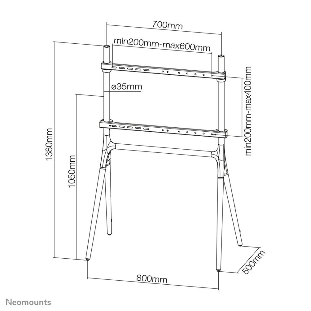 Neomounts Select Flachbild Ständer - 94 cm (37 Zoll) - 177,8 cm (70 Zoll) - 40 kg - 200 x 200 mm - 600 x 400 mm - Schwarz