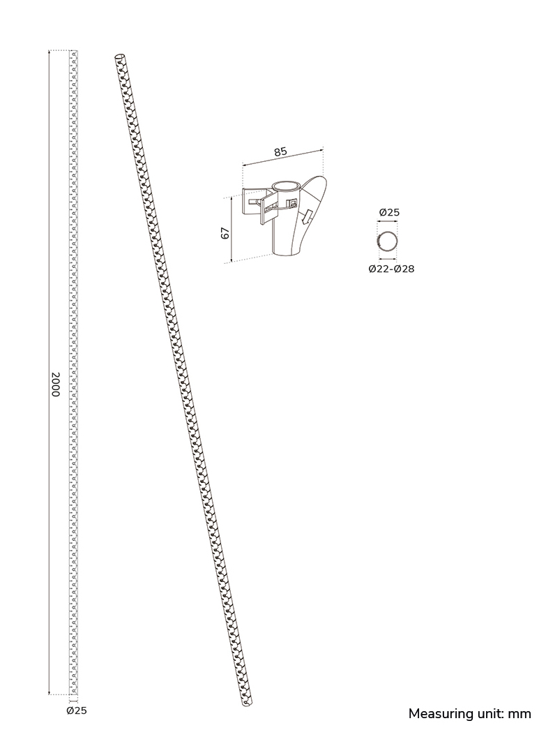 lead screw, stange, kette, messskala, technische zeichnung