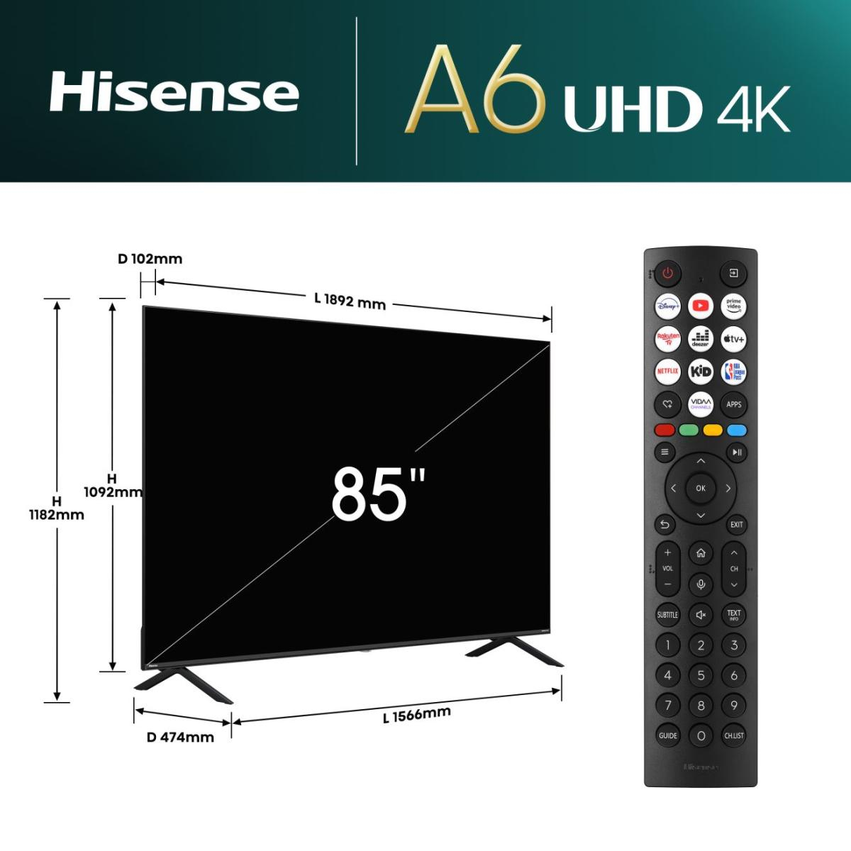 Hisense TV 85A6N Elektronik, Bildschirm, Fernsteuerung, Computer-Hardware, Überwachen