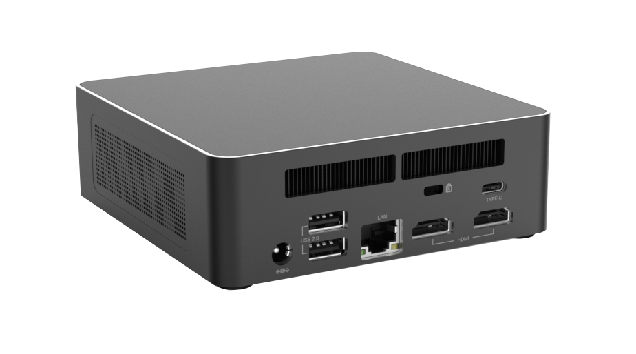 Mini-PC, schwarzer Gehäuse, USB 3.0, HDMI, Ethernet