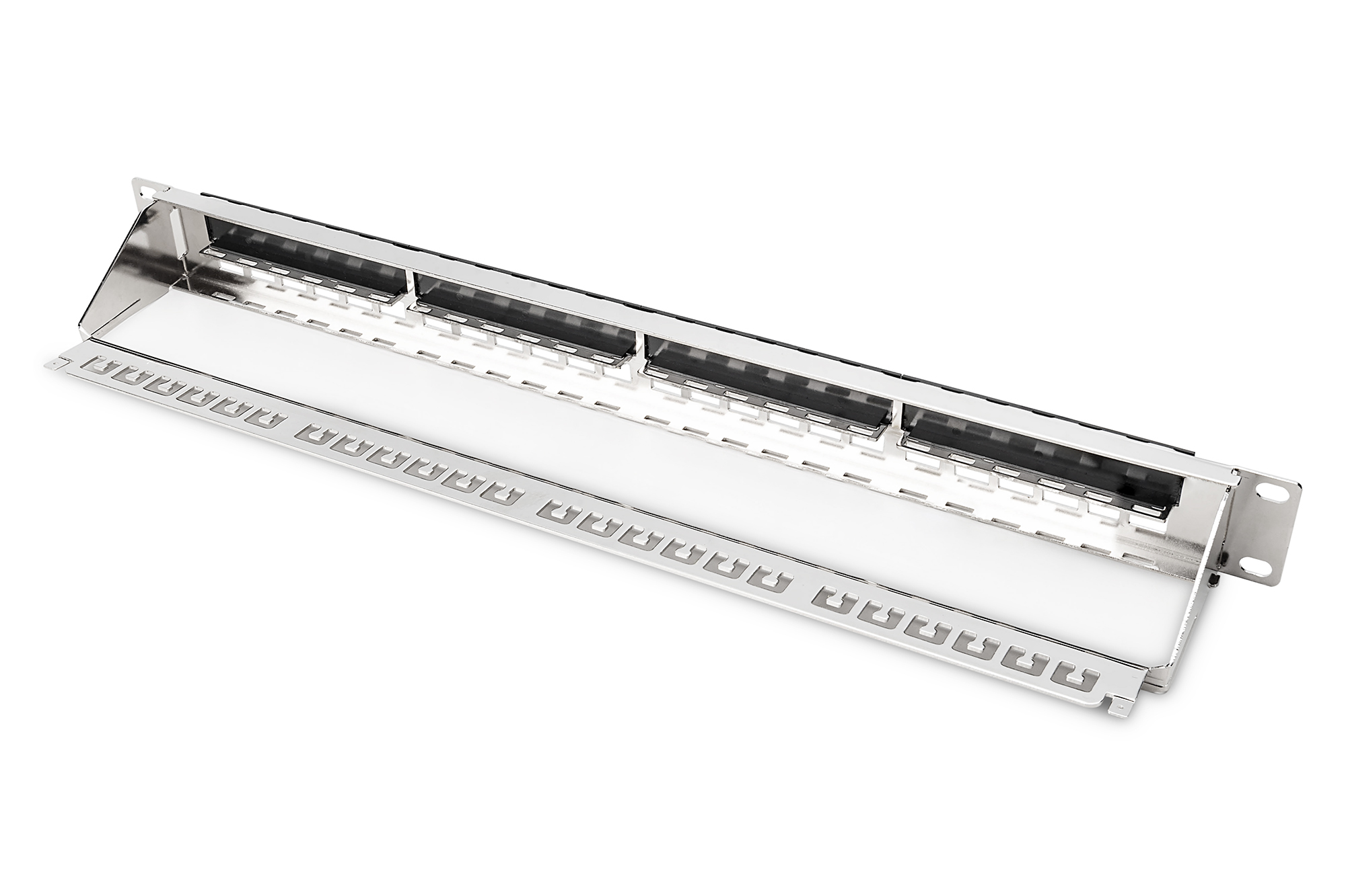 DIGITUS DN-91411-G, Modulares galvanisiertes Patch-Panel, geschirmt, 24-Port, blank, 1HE, Rack Mount, Schwarz RAL 9005 DIGITUS DN-91411-G, Modulares galvanisiertes Patch-Panel, geschirmt, 24-Port, blank, 1HE, Rack Mount, Schwarz RAL 9005