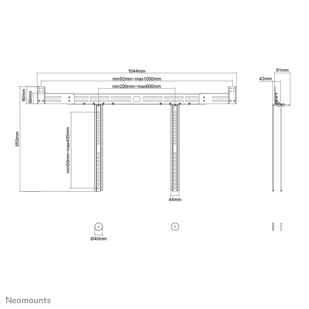 Neomounts Videobar-/Sounbar-/Lautsprecher-Halterung - Wand - 10 kg - Schwarz - Wand - China - 550 mm