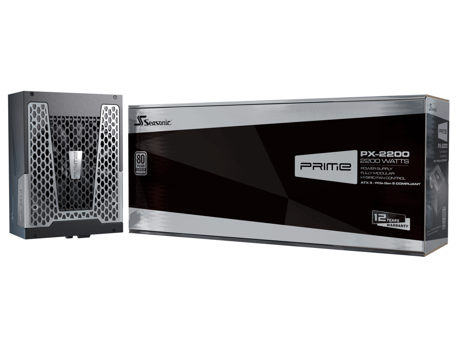 PC-Stromversorgung, modular, 80-plus-Platin, Silber-Schwarz, Hybrid-Lüftersteuerung