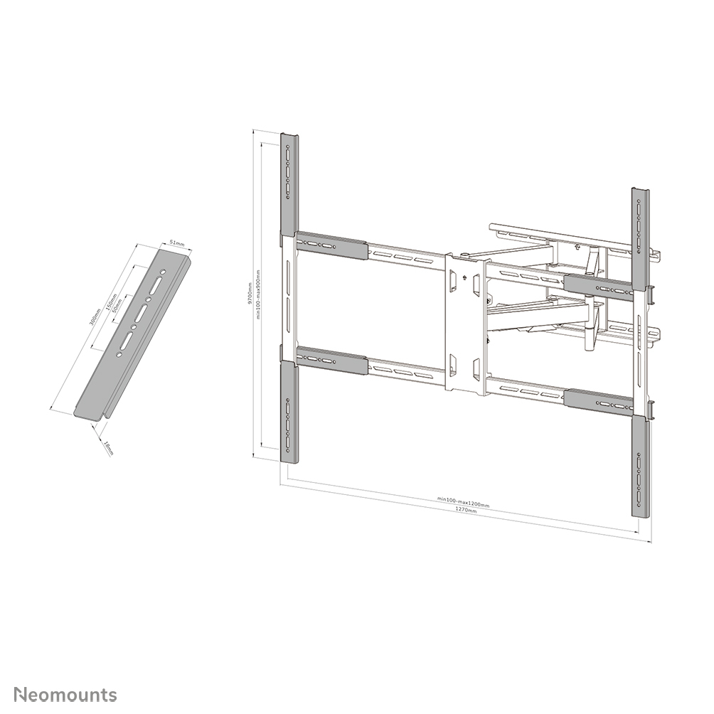 Neomounts Select VESA-Erweiterungsset - Erweiterungs-Set - Wand -  (55 Zoll) - 2,79 m (110 Zoll) - 125 kg