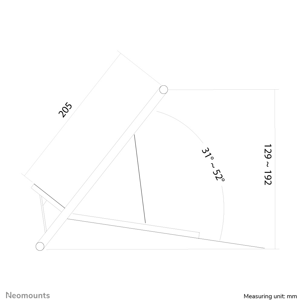 Neomounts Notebook & Tablet Ständer - Notebook-Armablage - Silber - 25,4 cm (10 Zoll) - 55,9 cm (22 Zoll) - 5 kg - 180 - 270 mm