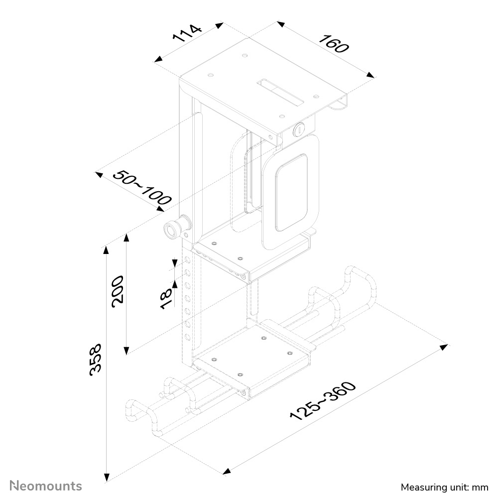 Neomounts PC-Halter - 100 mm - 360 mm - 170 mm - 150 mm - 250 mm - 320 mm