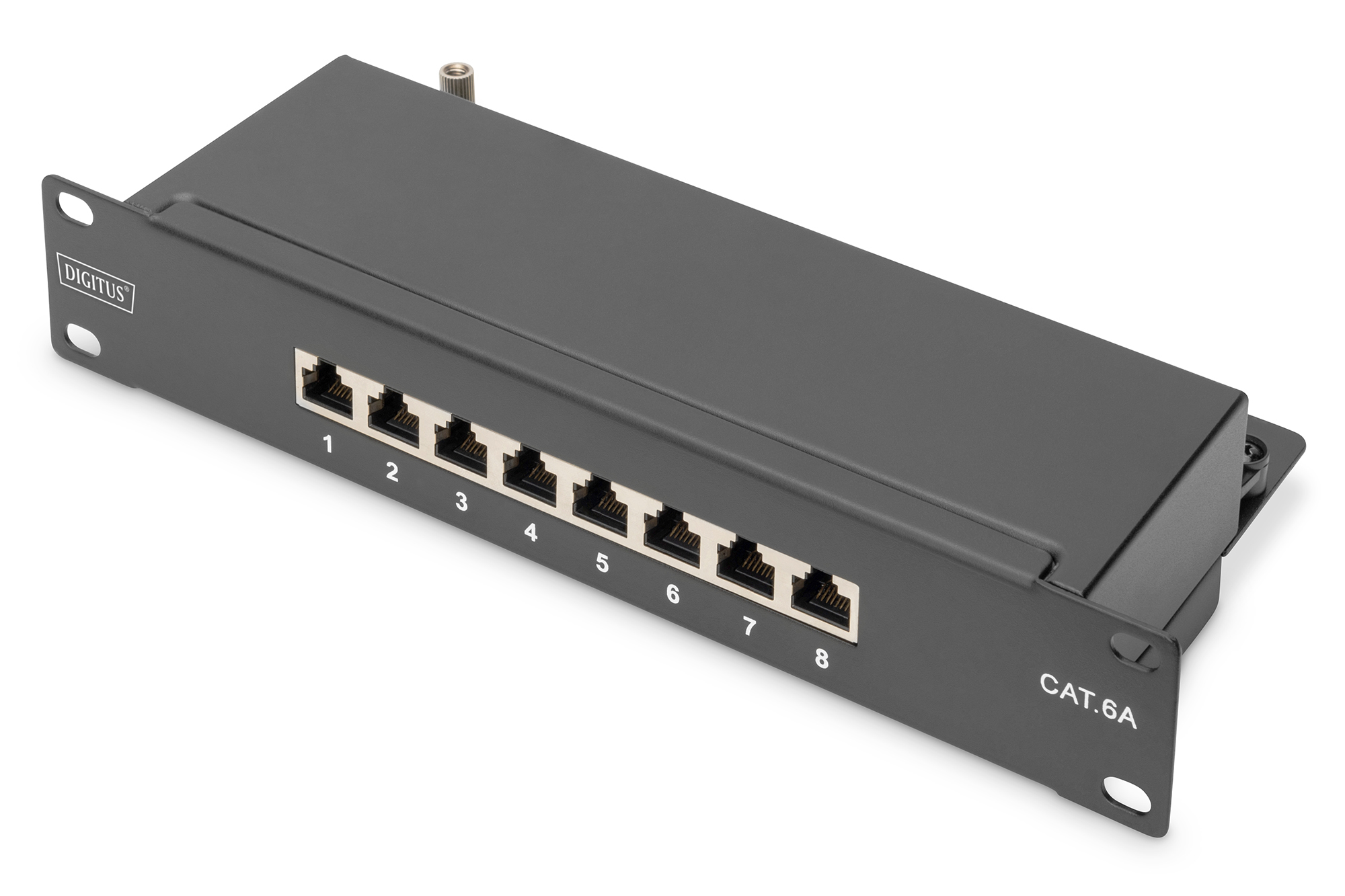 DIGITUS DN-91608S-EA CAT 6A, Klasse E Patch Panel, geschirmt, schwarz DIGITUS DN-91608S-EA CAT 6A, Klasse E Patch Panel, geschirmt, schwarz