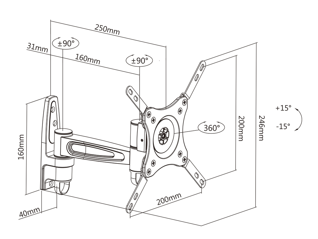 HAGOR CPS - Tilt Arms S VESA 400 CAD-Diagramm, Diagramm