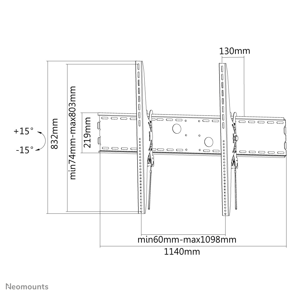 Neomounts TV/Monitor Wall Mount (tiltable) LFD-W2000 - Wandhalterung für LCD-Display - Schwarz (60"-100")