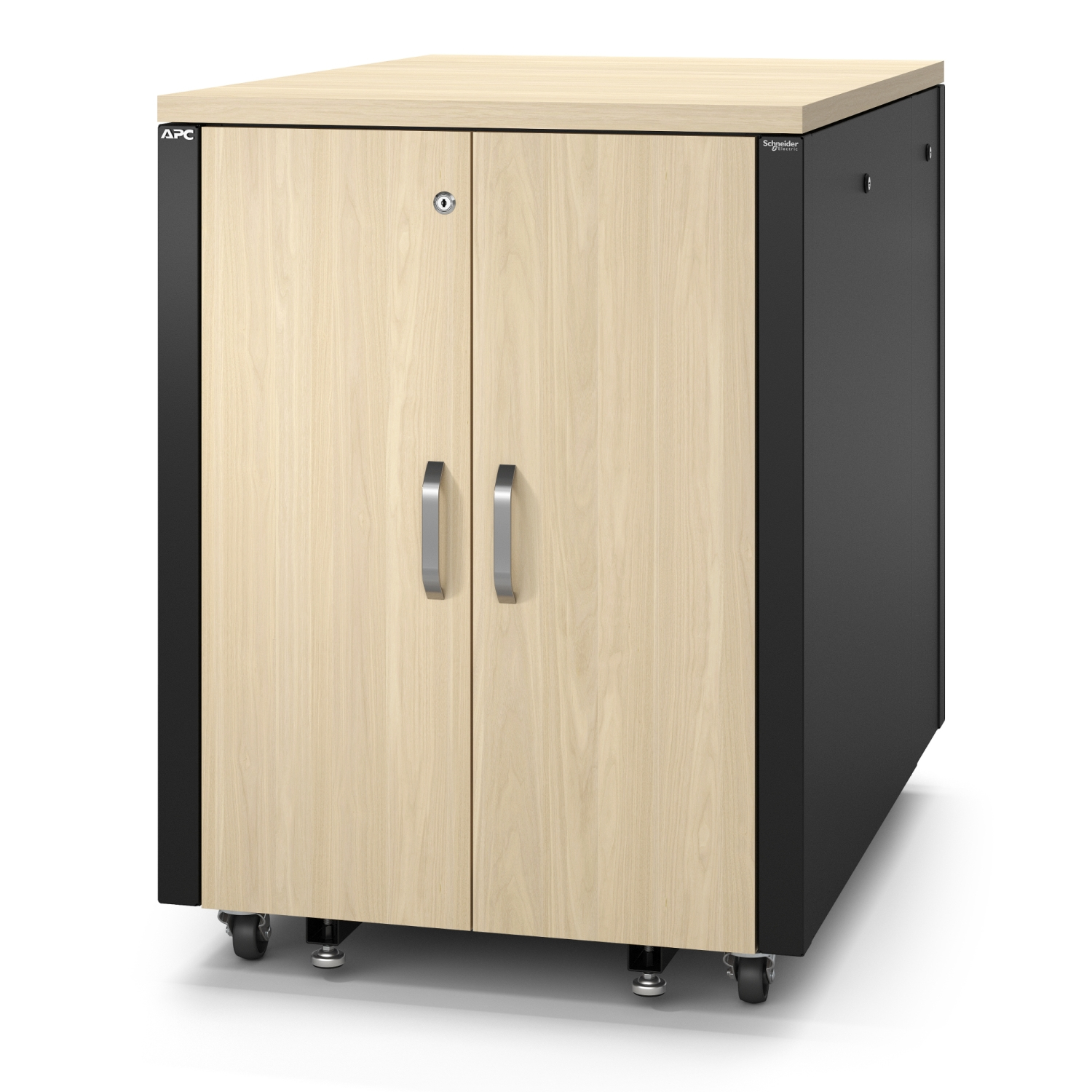 Küchenschrank, Schrank mit Rollen, Holzoptik, Doppelklappe, Schrankwagen