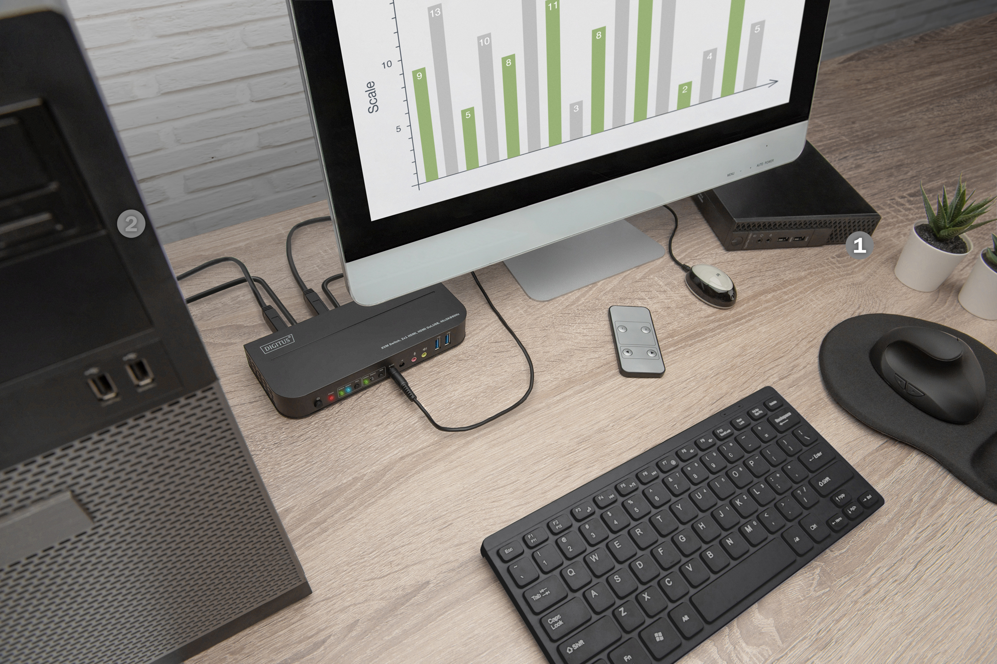 computer, desk, monitor, keyboard, mouse