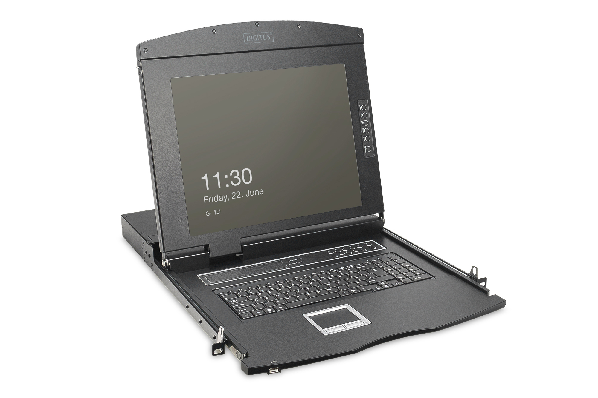 DIGITUS DS-72221-4TR Modulare HD LCD KVM Konsole mit 19" TFT, 8-Port CAT 5 KVM Anschluss, Touchpad, türkisches Tastaturlayout DIGITUS DS-72221-4TR Modulare HD LCD KVM Konsole mit 19" TFT, 8-Port CAT 5 KVM Anschluss, Touchpad, türkisches Tastaturlayout